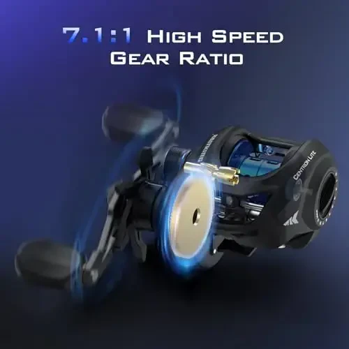 KastKing Centron Lite Baitcasting Fishing Reel – Lightweight, Glass Fiber Infused Nylon Frame – 7.6 OZ – 5 + 1 Anti-Reverse Ball Bearings, 7.1: 1 High-Speed Gear Ratio Fishing Reel with Compact Design - 4