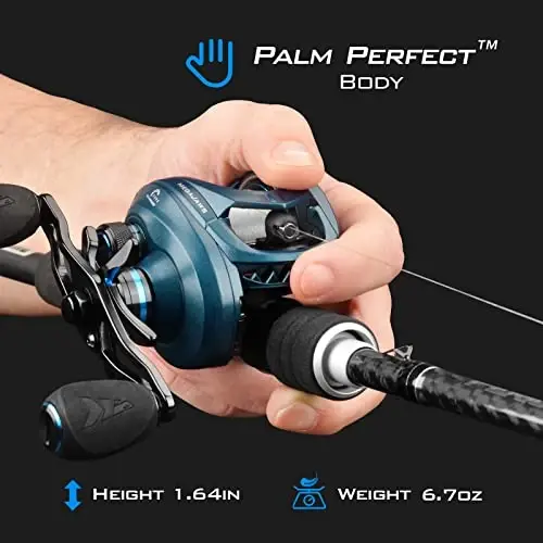 KastKing MegaJaws Elite Baitcasting Fishing Reel, New AutoMag Dual Braking System, Only 6.7oz, 17.64 LBs Carbon Fiber Drag, 11+1 Shielded BB, High Speed 5.4: 1 to 9.1: 1 Gear Ratios - 3