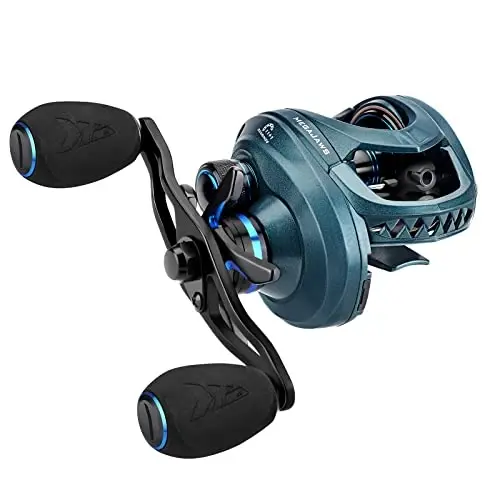 KastKing MegaJaws Elite Baitcasting Fishing Reel, New AutoMag Dual Braking System, Only 6.7oz, 17.64 LBs Carbon Fiber Drag, 11+1 Shielded BB, High Speed 5.4: 1 to 9.1: 1 Gear Ratios - KASTKING