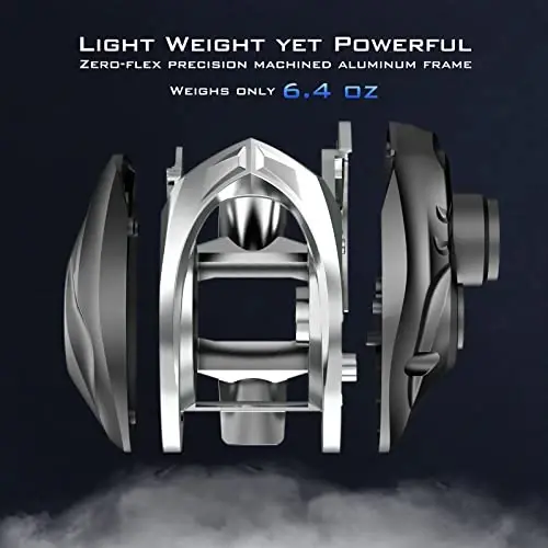 KastKing MegaJaws Elite Baitcasting Fishing Reel, New AutoMag Dual Braking System, Only 6.7oz, 17.64 LBs Carbon Fiber Drag, 11+1 Shielded BB, High Speed 5.4: 1 to 9.1: 1 Gear Ratios - 4