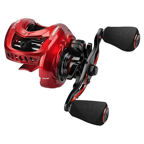 KastKing MegaJaws Elite Baitcasting Fishing Reel, New AutoMag Dual Braking System, Only 6.7oz, 17.64 LBs Carbon Fiber Drag, 11+1 Shielded BB, High Speed 5.4: 1 to 9.1: 1 Gear Ratios 