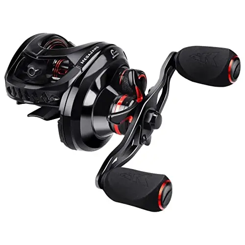 KastKing MegaJaws Elite Baitcasting Fishing Reel, New AutoMag Dual Braking System, Only 6.7oz, 17.64 LBs Carbon Fiber Drag, 11+1 Shielded BB, High Speed 5.4: 1 to 9.1: 1 Gear Ratios - KASTKING