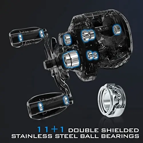 KastKing MegaJaws Elite Baitcasting Fishing Reels, Lightweight, Hight Speed | Max Drag: 17.64 lb, 11+1 BB, 6.7 oz, Lightweight Graphite Frame, New AutoMag Dual Brake, 7.2: 1 Gear Ratio 