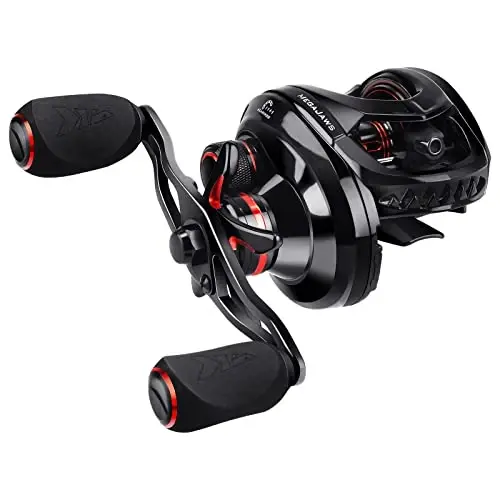 KastKing MegaJaws Elite Baitcasting Fishing Reel, New AutoMag Dual Braking System, Only 6.7oz, 17.64 LBs Carbon Fiber Drag, 11+1 Shielded BB, High Speed 5.4: 1 to 9.1: 1 Gear Ratios - KASTKING