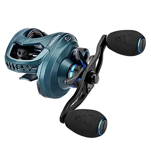 KastKing MegaJaws Elite Baitcasting Fishing Reel, New AutoMag Dual Braking System, Only 6.7oz, 17.64 LBs Carbon Fiber Drag, 11+1 Shielded BB, High Speed 5.4: 1 to 9.1: 1 Gear Ratios - 1