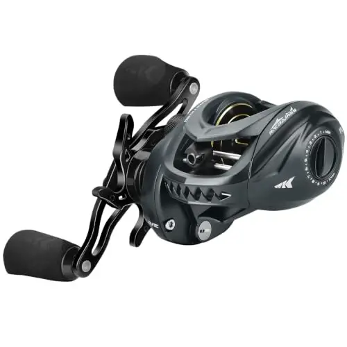 KastKing MegaJaws & Elite Baitcasting Fishing Reels,Lightweight,High Speed | Max Drag: 17.64 lb, 11+1 BB, 6.7 oz, Lightweight Graphite Frame, New AutoMag Dual Brake, 7.2: 1 Gear Ratio - KastKing (1)