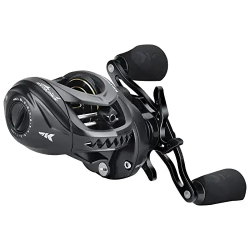 KastKing MegaJaws Elite Baitcasting G'altaklari, Tormozlanishni yo'q qiluvchi patentlangan AMB tizimi, Flipping Switch funktsiyasi, uglerod tolali yon qopqoqli 6,4 oz alyuminiy ramkali baliq ovlash g'altagi - 4