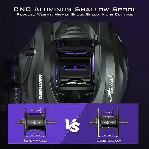 KastKing MegaJaws Elite Baitcasting Fishing Reel, New AutoMag Dual Braking System, Only 6.7oz, 17.64 LBs Carbon Fiber Drag, 11+1 Shielded BB, High Speed 5.4: 1 to 9.1: 1 Gear Ratios - 3