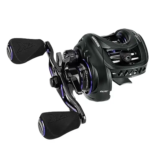 KastKing MegaJaws Elite Baitcasting Reels, Patented AMB System Eliminating Backlashes, Flipping Switch Function, 6.4oz Aluminum Frame Fishing Reel with Carbon Fiber Side Covers 
