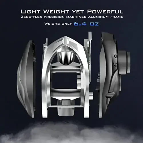 KastKing MegaJaws Elite Baitcasting Reels, Patented AMB System Eliminating Backlashes, Flipping Switch Function, 6.4oz Aluminum Frame Fishing Reel with Carbon Fiber Side Covers - 5