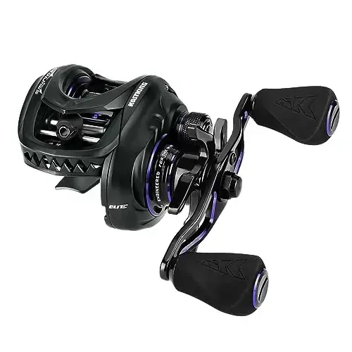 KastKing MegaJaws Elite Baitcasting Reels, Patented AMB System Eliminating Backlashes, Flipping Switch Function, 6.4oz Aluminum Frame Fishing Reel with Carbon Fiber Side Covers - 1