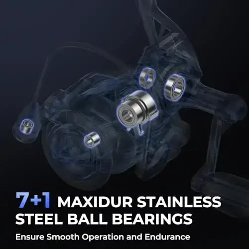 KastKing Megatron Spinning G'altagi, Chuchuk suv va sho'r suvda baliq ovlash uchun spinning g'altagi, Qattiq alyumin ramka 7+1 ikki tomonlama ekranlangan zanglamaydigan po'lat BB, 30 funtdan ortiq uglerod tortish, CNC alyumin g'altak va tutqich - 6