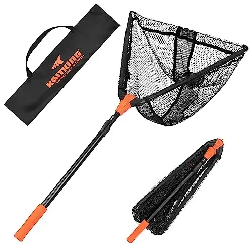 KastKing Pontus Fishing Net, Foldable & Lightweight Landing Net with Built in Length Scale, Strength Aluminum Handle, Fishing Gear and Gift for Men 
