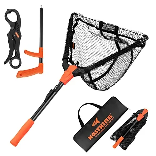 KastKing Pontus Fishing Net, Foldable & Lightweight Landing Net with Built in Length Scale, Strength Aluminum Handle, Fishing Gear and Gift for Men - 1