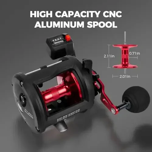 KastKing ReKon Dumaloq Baitcasting Baliq Ovi G'altagi, Sho'r Suv Ichki Qirg'oq Surf Trolling G'altagi, 30LBS gacha Kuchli Maksimal Qarshilik, Laqqa Baliq, Musk, Bass uchun An'anaviy G'altak, Sho'r Suv uchun Bardoshli Grafit Ramka - 4