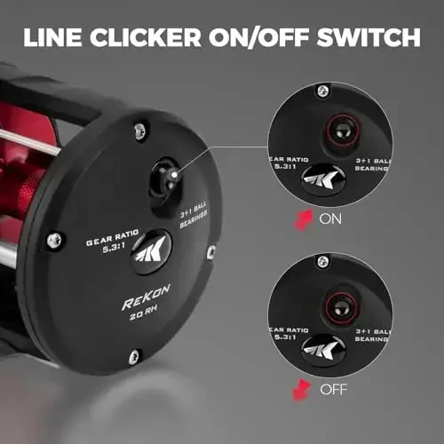 KastKing ReKon Round Baitcasting Fishing Reel, Saltwater Inshore Surf Trolling Reel, Up to 30LBS Powerful Max Drag, Conventional Reel for Catfish, Musky, Bass, Durable Graphite Frame for Saltwater - 6