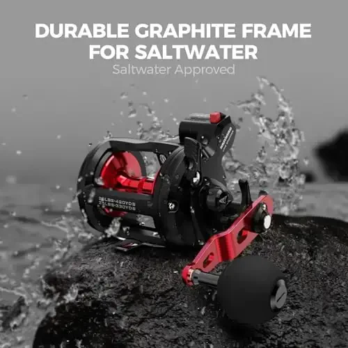 KastKing ReKon Round Baitcasting Fishing Reel, Saltwater Inshore Surf Trolling Reel, Up to 30LBS Powerful Max Drag, Conventional Reel for Catfish, Musky, Bass, Durable Graphite Frame for Saltwater - 4