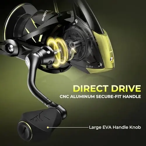 KastKing Sharky Spinning Reel – 5.2: 1 & 6.2: 1 Gear Ratios, Carbon Fiber Drag 33–39.5LB, 10+1 Stainless Bearings, Lightweight Nylitech Body, Oversize Shaft, for Saltwater & Freshwater - 4