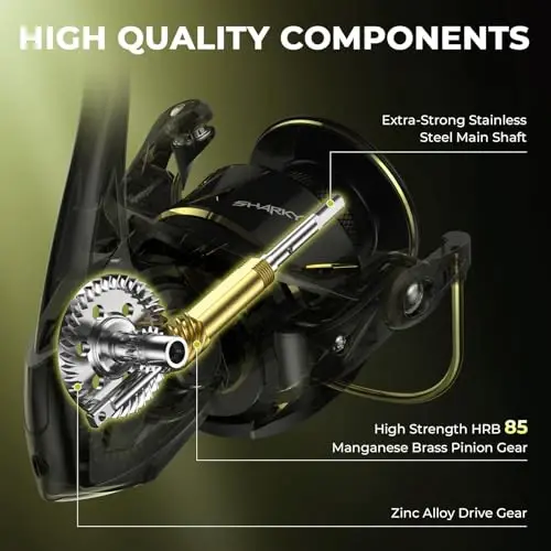 KastKing Sharky Spinning Reel – 5.2: 1 & 6.2: 1 Gear Ratios, Carbon Fiber Drag 33–39.5LB, 10+1 Stainless Bearings, Lightweight Nylitech Body, Oversize Shaft, for Saltwater & Freshwater - 5