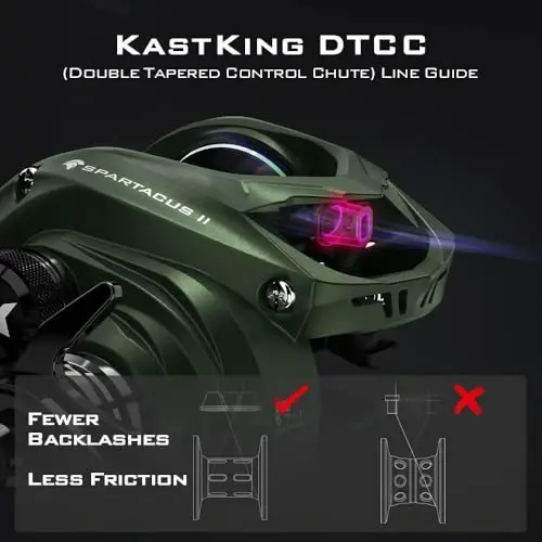 KastKing Spartacus II Baitcasting Fishing Reel, 6oz Ultralight Baitcaster Reel, Super Smooth with 17.6 LB Carbon Fiber Drag, 7.2: 1 Gear Ratio, 39mm Palm Perfect Lower Profile Design - 4
