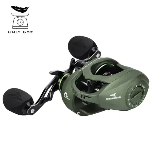 KastKing Spartacus II Baitcasting Fishing Reel, 6oz Ultralight Baitcaster Reel, 17.6 LB uglerod tolali tormoz bilan super silliq, 7.2: 1 Gear Ratio, 39mm Palmiye mukammal pastroq profil dizayni - 2