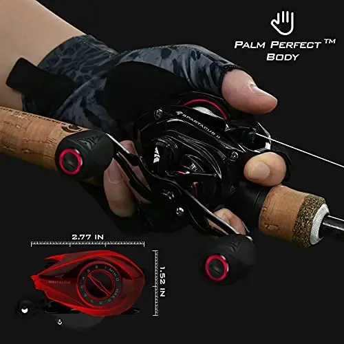 KastKing Spartacus II Baitcasting Fishing Reel, 6oz Ultralight Baitcaster Reel, 17.6 LB uglerod tolasi dragi bilan super silliq, 7.2: 1 dişli nisbat, 39 mm palma mukammal past profil dizayni - 3