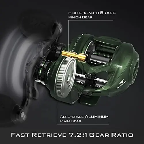 KastKing Spartacus II Baitcasting Fishing Reel, 6oz Ultralight Baitcaster Reel, 17.6 LB uglerod tolasi tortish bilan Super Smooth, 7.2: 1 Gear Ratio, 39mm Palm Perfect Pastki Profil Dizayni - 6