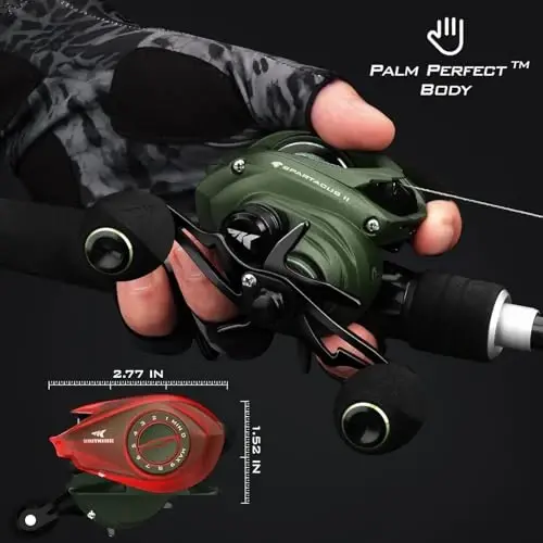 KastKing Spartacus II Baitcasting Fishing Reel, 6oz Ultralight Baitcaster Reel, Super Smooth with 17.6 LB Carbon Fiber Drag, 7.2:1 Gear Ratio, 39mm Palm Perfect Lower Profile Design - 3