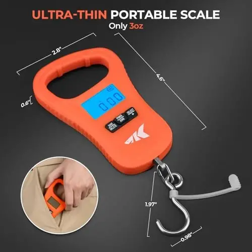 KastKing ToughTide Fishing Scale, USB Charging, 65lb Capacity, Ultra-Thin Digital Fish Scale, LCD Display, Ergonomic Handle, Fish Scales Digital Weight, Fishing Accessories for Men - 3