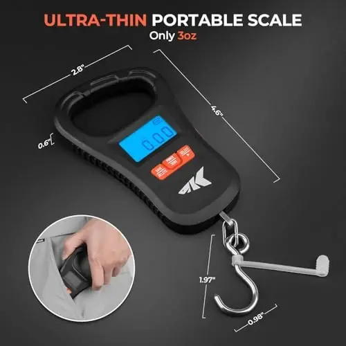 KastKing ToughTide Fishing Scale, USB Charging, 65lb Capacity, Ultra-Thin Digital Fish Scale, LCD Display, Ergonomic Handle, Fish Scales Digital Weight, Fishing Accessories for Men - 3