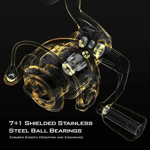 KastKing Valiant Eagle Gold Spinning Reel - 6.2:1 High-Speed Gear Ratio, Freshwater and Saltwater Fishing Reel, Faster Line Retrieve, Braid Ready Spool, 7+1 Shielded Stainless Steel Ball Bearings - 5