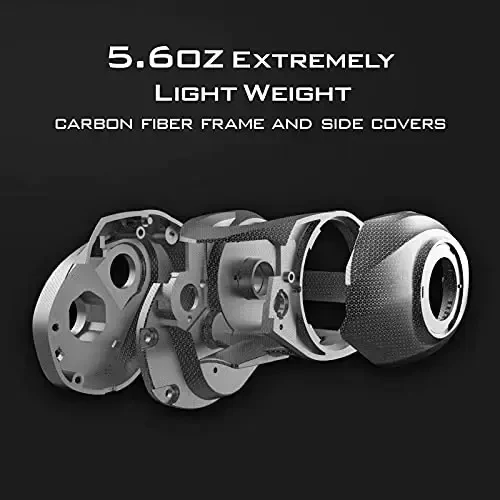 KastKing Zephyr Bait Finesse Baitcasting Reel, Carbon Fiber Fishing Reel - Drag Clicker Version, 7.2: 1 Gear Ratio Fishing Reel - 5.6oz Lightweight Bait Finesse System Casting Reel - 3