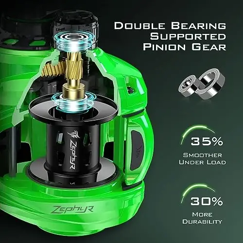 KastKing Zephyr Baitcasting Baliq Ovlash G'altagi, Halo XII Magnit Tormozlash Tizimi Baitcaster G'altagi, 7+1 Qo'shaloq Himoyalangan Zanglamaydigan Po'lat BB, 7.2: 1 Yuqori Tezlikli Uzatma Nisbati, 18lb Uch Disklik Karbon Tolali Drag - 5