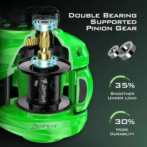 KastKing Zephyr Baitcasting Baliq Ovlash G'altagi, Halo XII Magnit Tormozlash Tizimi Baitcaster G'altagi, 7+1 Qo'shaloq Himoyalangan Zanglamaydigan Po'lat BB, 7.2: 1 Yuqori Tezlikli Uzatma Nisbati, 18lb Uch Disklik Karbon Tolali Drag - 5