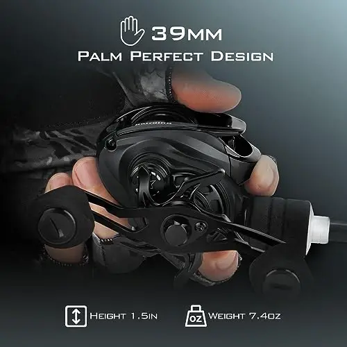 KastKing Zephyr Baitcasting Fishing Reel, Halo XII Magnetic Braking System Baitcaster Reel, 7+1 Double Shielded Stainless Steel BB, 7.2: 1 High-Speed Gear Ratio, 18lb Triple Disc Carbon Fiber Drag - 4