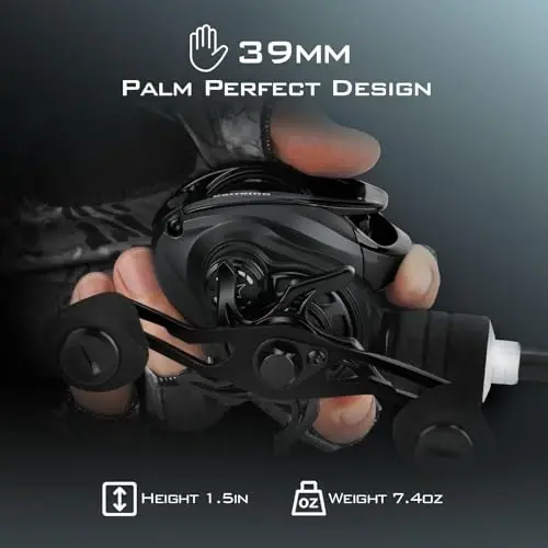 KastKing Zephyr Baitcasting Fishing Reel, Halo XII Magnetic Braking System Baitcaster Reel, 7+1 Double Shielded Stainless Steel BB, 7.2: 1 High-Speed Gear Ratio, 18lb Triple Disc Carbon Fiber Drag - 4