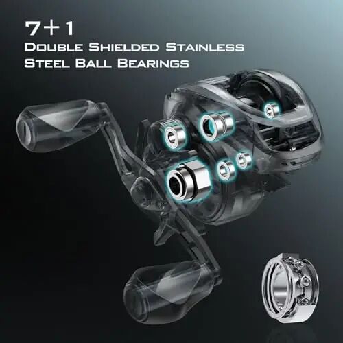 KastKing Zephyr Baitcasting Fishing Reel, Halo XII Magnetic Braking System Baitcaster Reel, 7+1 Double Shielded Stainless Steel BB, 7.2: 1 High-Speed Gear Ratio, 18lb Triple Disc Carbon Fiber Drag 