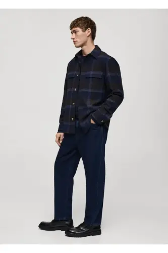 Katakli flanel ko'ylak kurtka - Moviy - 6