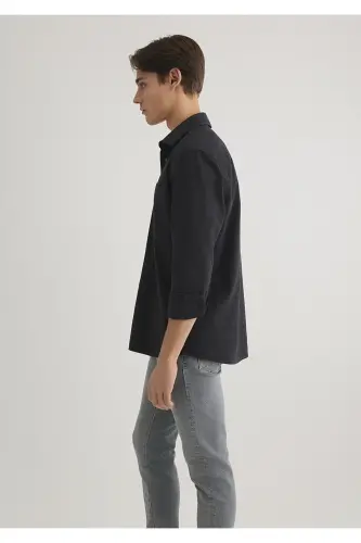 Katakli qora lyosel ko'ylak Regular Fit / Normal K - 3