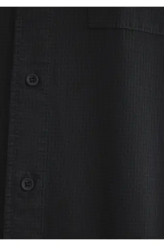 Katakli qora lyosel ko'ylak Regular Fit / Normal K - 7