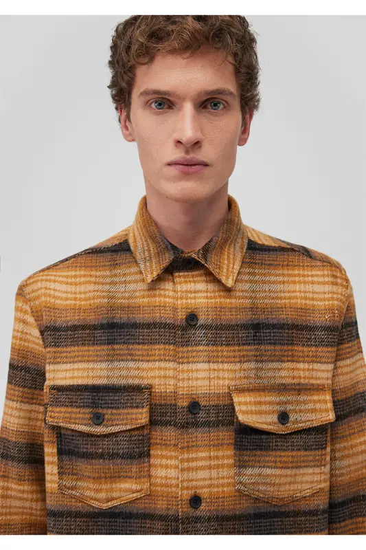 Katakli sariq ko'ylak Regular Fit / Oddiy bichim 0211 - 5