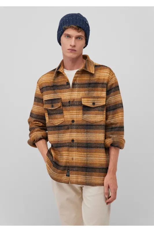 Katakli sariq ko'ylak Regular Fit / Oddiy bichim 0211 - 1