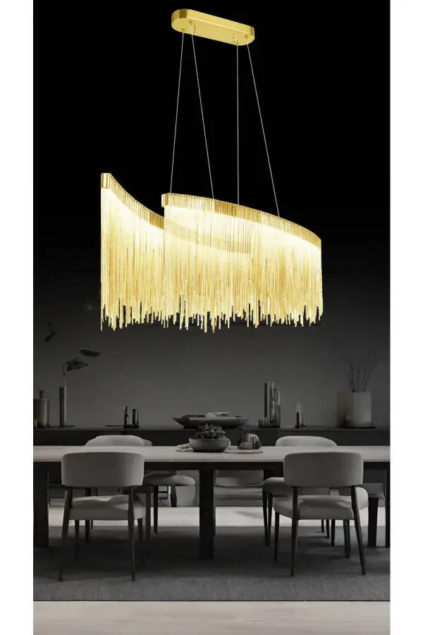 Katena Dining Table Chandelier Chain Detailed Led Pendant Light - 1