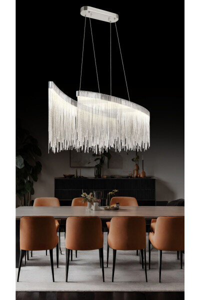 Katena Dining Table Chandelier Chain Detailed Led Pendant Light - RONİSU AYDINLATMA