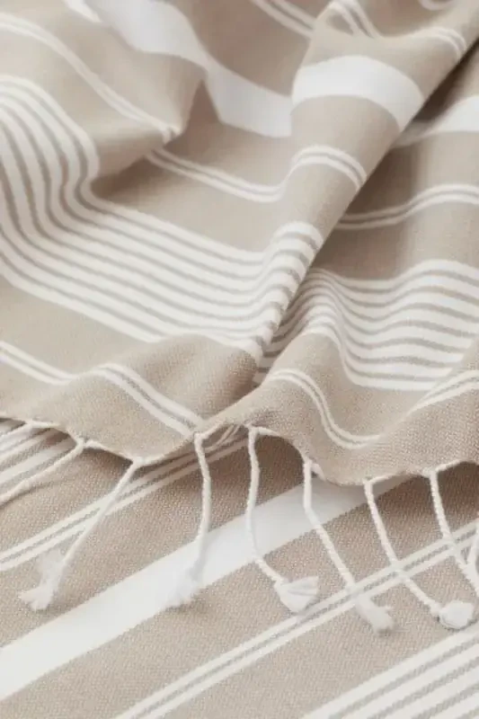 Катя Пештемал 100% Хлопок Банное Полотенце Бежевый-Бежевый - 2