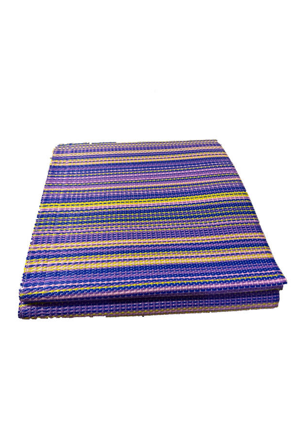 KATLANABİLİR PLASTİK HASIR KİLİM DIŞ MEKAN PİKNİK KAMP SERGİSİ ÇİFT DİKİŞ-Pembe - 1