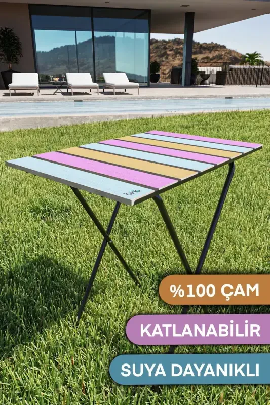 Katlanadigan Camping Stoli Balandligi Sozlanadigan Yog'och Piknik Stoli Ayvon Stoli Oshxona Stoli Rangli-Pushti - 4