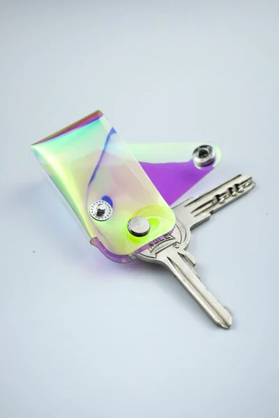Katlanır Anahtarlık Hologram -Unisex Erkek Kadın Minimal Hediye Tasarım Şeffaf Pvc Renkli - 5