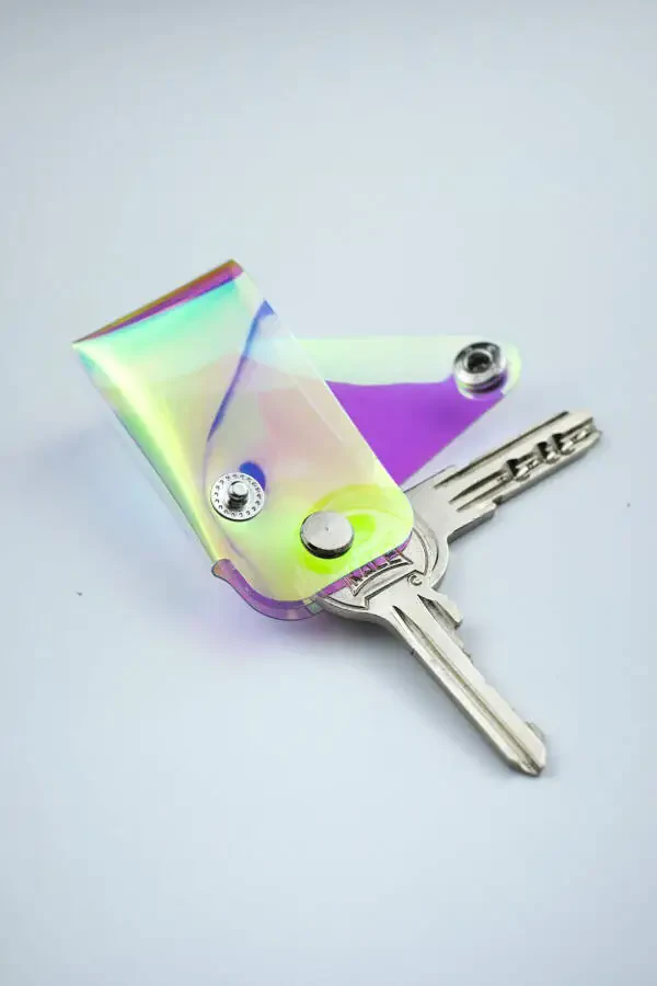 Katlanır Anahtarlık Hologram -Unisex Erkek Kadın Minimal Hediye Tasarım Şeffaf Pvc Renkli - 5