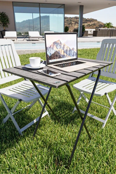 Katlanır Mutfak Masası Yükseklik Ayarlı Ahşap Kamp Masası Piknik Masası Balkon Masası - Modazone